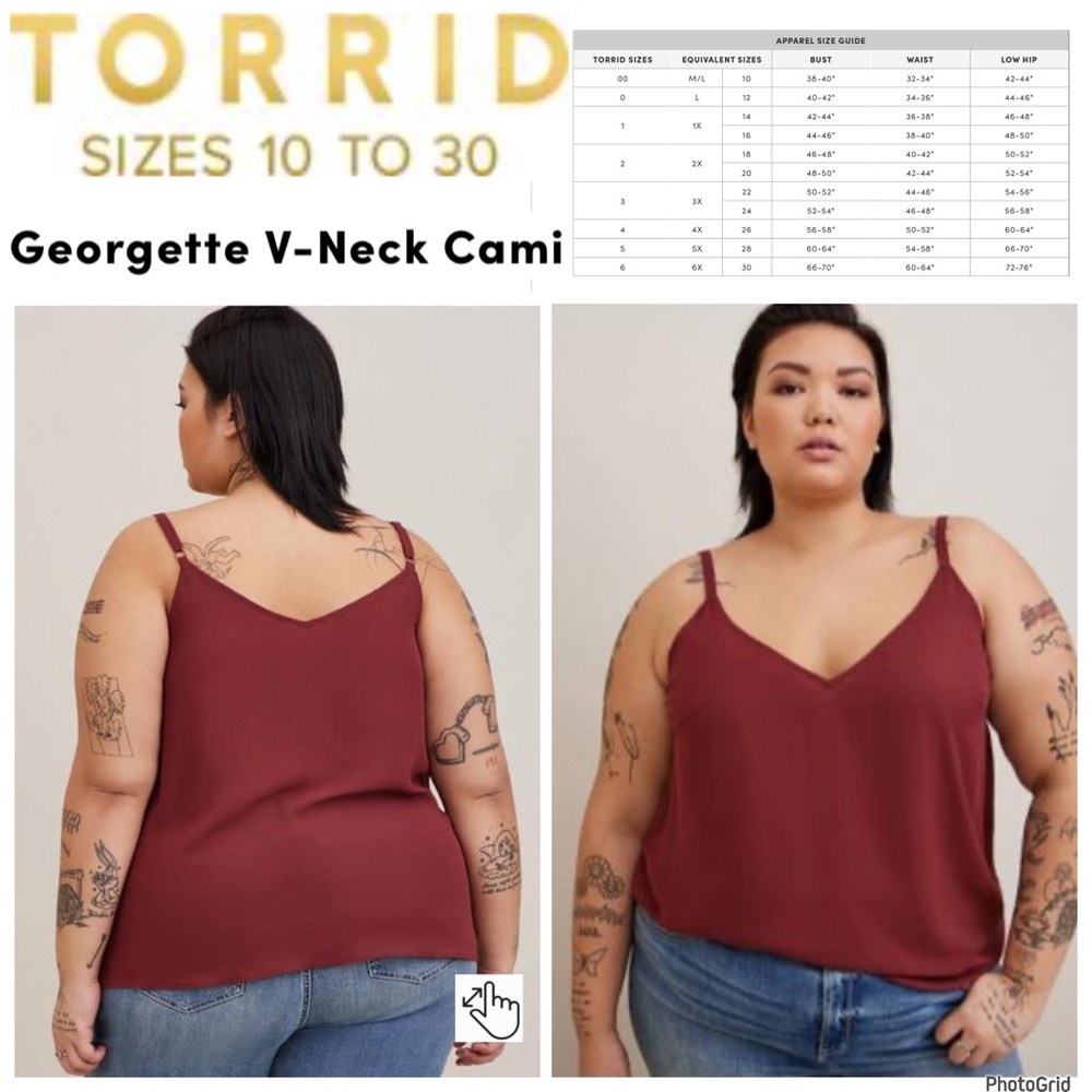 Torrid 2 plus size Georgette v neck cami tank top
